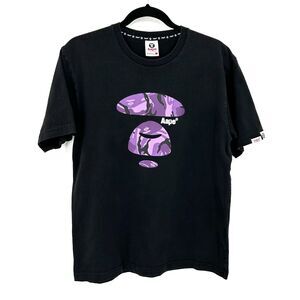 BAPE AAPE A Bathing Ape Men's Black Purple Camo Ape Head T-Shirt Size Large